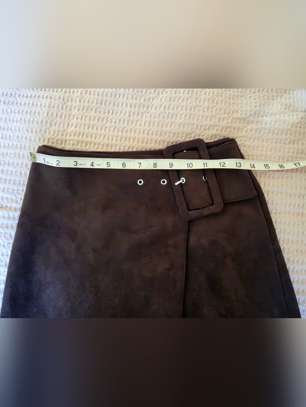 ZARA Suede Buckle Mini Skirt in Dark Brown SIZE XS - Picture 6 of 7